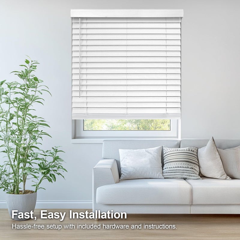 CHICOLOGY Faux Wood Blinds , Window Blinds , Wood Blinds , Window Shades , Window Treatments , Blinds & Shades , Window Shades For Home , Wooden Blinds , Basic White , 30"W X 72"H - Image 3
